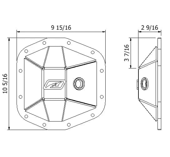 Motobilt Dana 44 Front Differential Cover - Bare Steel - JT/JL
