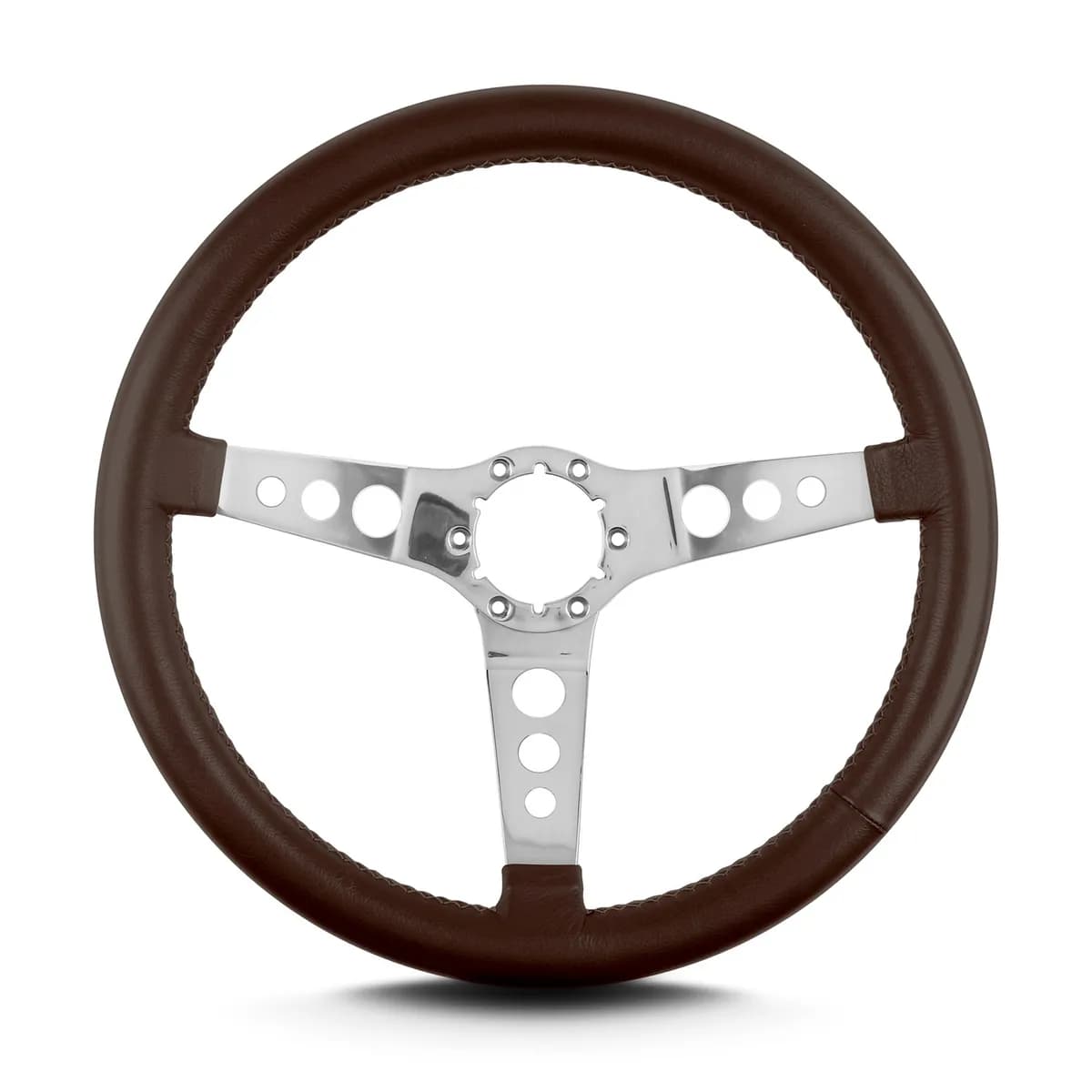 Lecarra Hot Rod Steering Wheel; Brown; Polished Spokes; 14 in. Standard Grip;