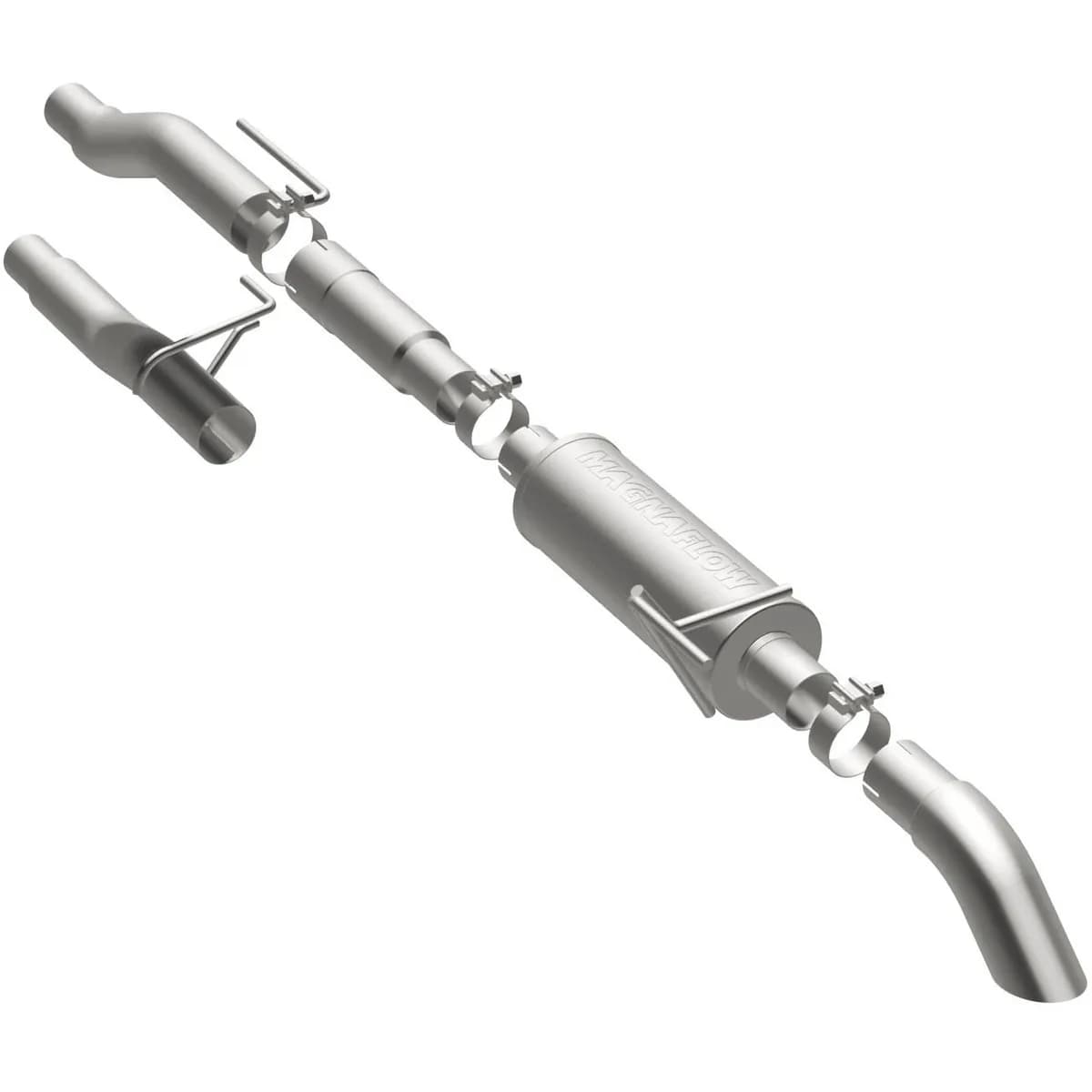 04-10 Ford F-150 CC/EC 4.6/5.4 Cat-Back System featuring 3in stainless steel piping and a 3in stainless steel Turn Down tip