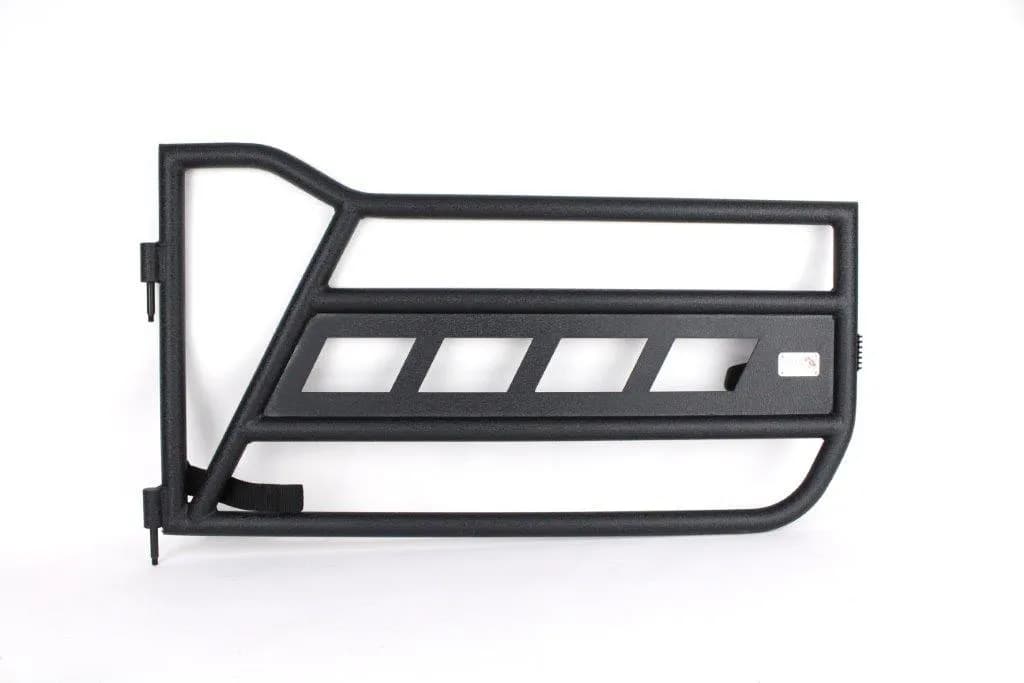 Black textured powder coat, Steel, Sold as a pair (Front tube doors only)