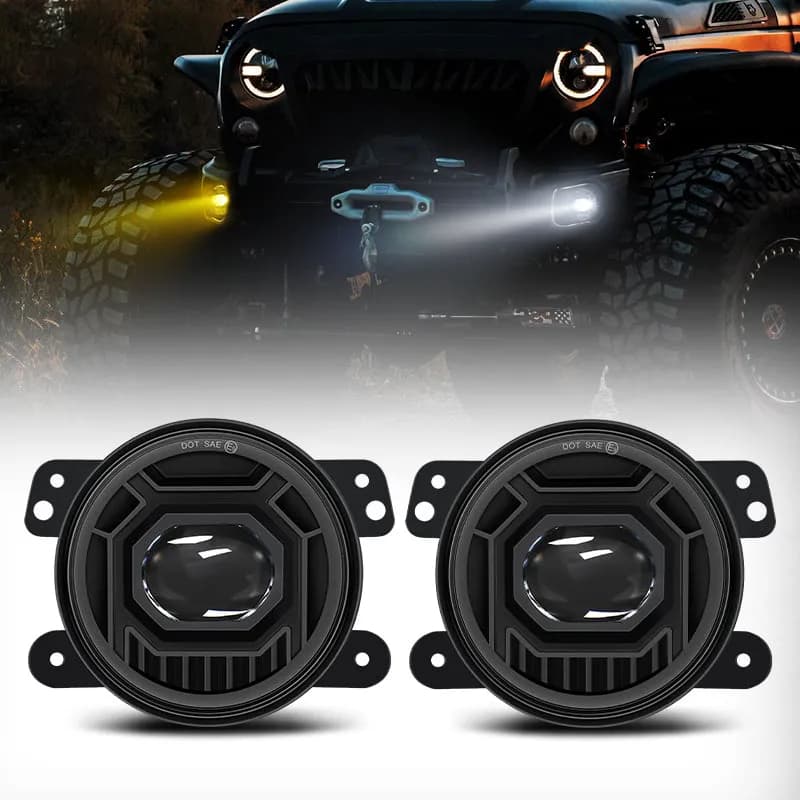 LED Factory Mart 4" 30W Dual Color LED Fog Lights for Jeep Wrangler