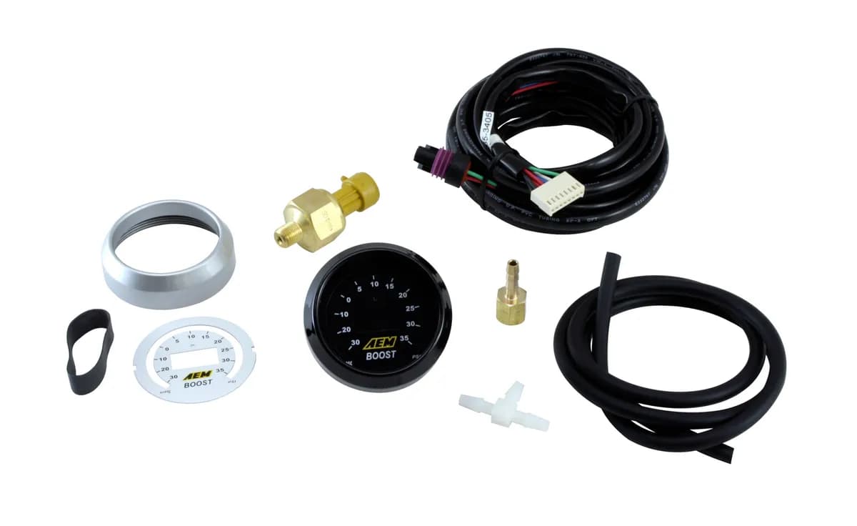 AEM Classic Boost Display Gauge Kit - 30 inHG to 35 PSI - Interchangeable bezels and face included