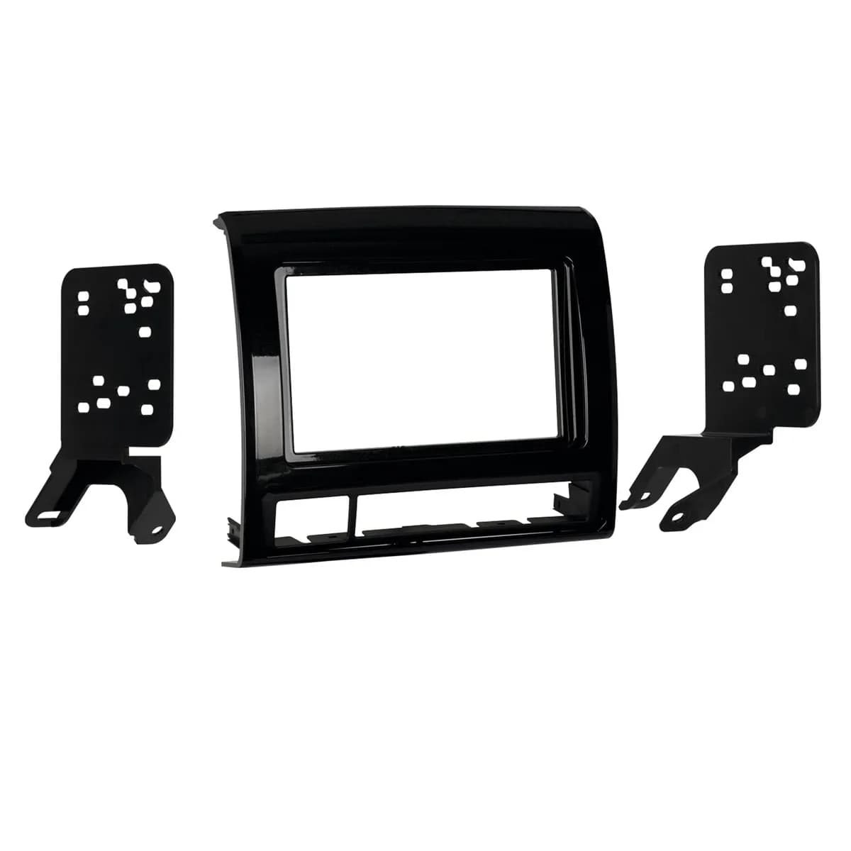 Custom Fit Mounting Kit; Double DIN Head Unit Provision; Incl.: Radio Trim Panel/Brackets/Clock-Hazard Switch Bracket/Clips/Screws; Matte Black Dash;