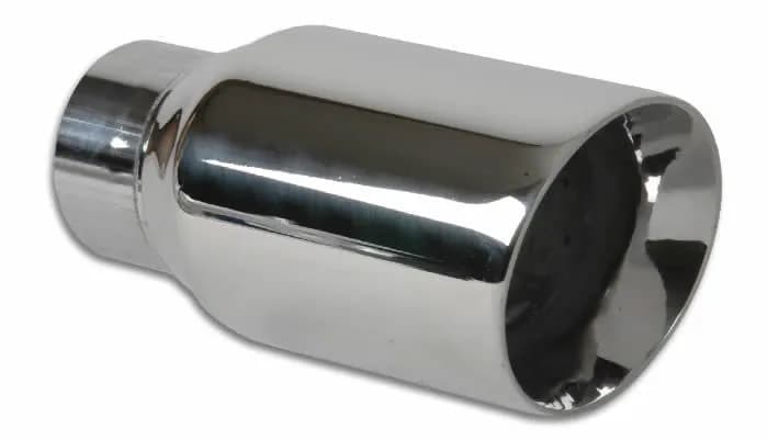 Exhaust Tip; Round Beveled; 3 in. Outlet O.D.; 2 in. Inlet ID; 6.5 in. L; 304 Stainless Steel; Double Wall Angle Cut;