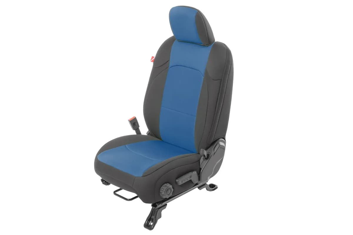 Jeep Wrangler Neoprene Seat Covers for 18-20 Jeep Wrangler JL Unlimited 4-Door w/Leather Interior Blue Diver Down