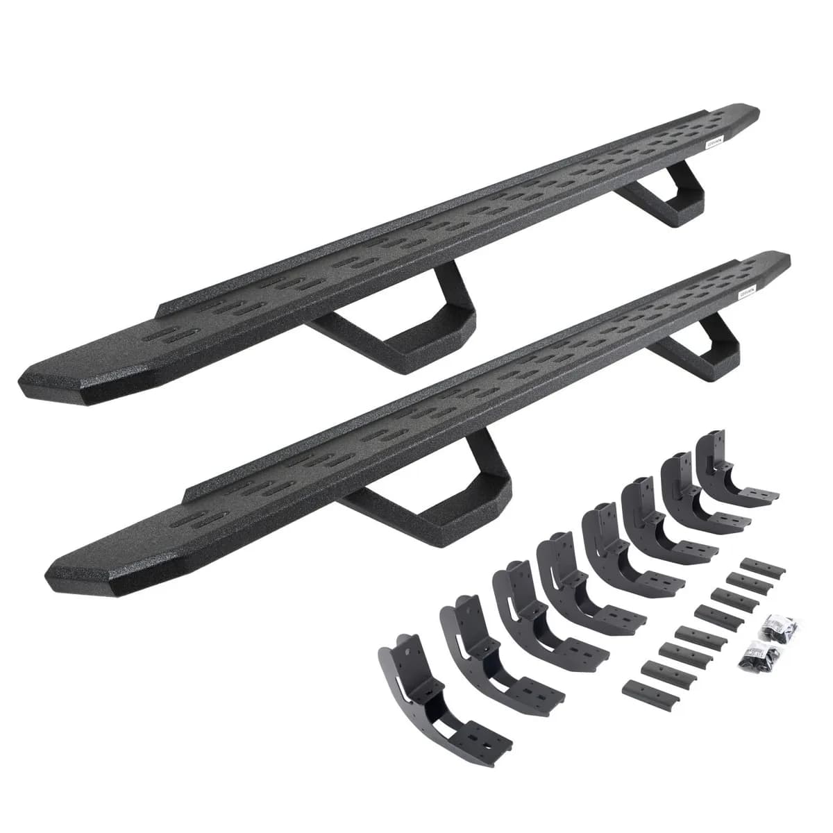 Go Rhino 6960488720T - RB30 Running Boards with Mounting Brackets & 2 Pairs of Drops Steps Kit - Protective Bedliner Coating