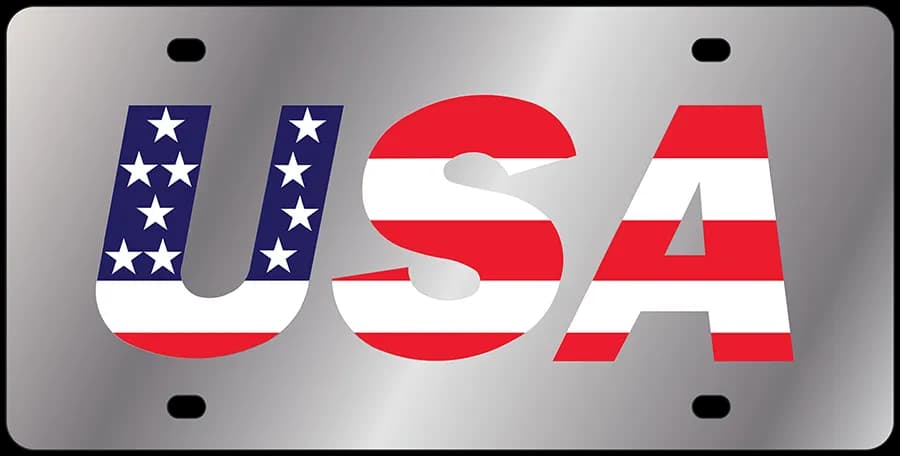 Red White And Blue USA Stainless Steel Plate
