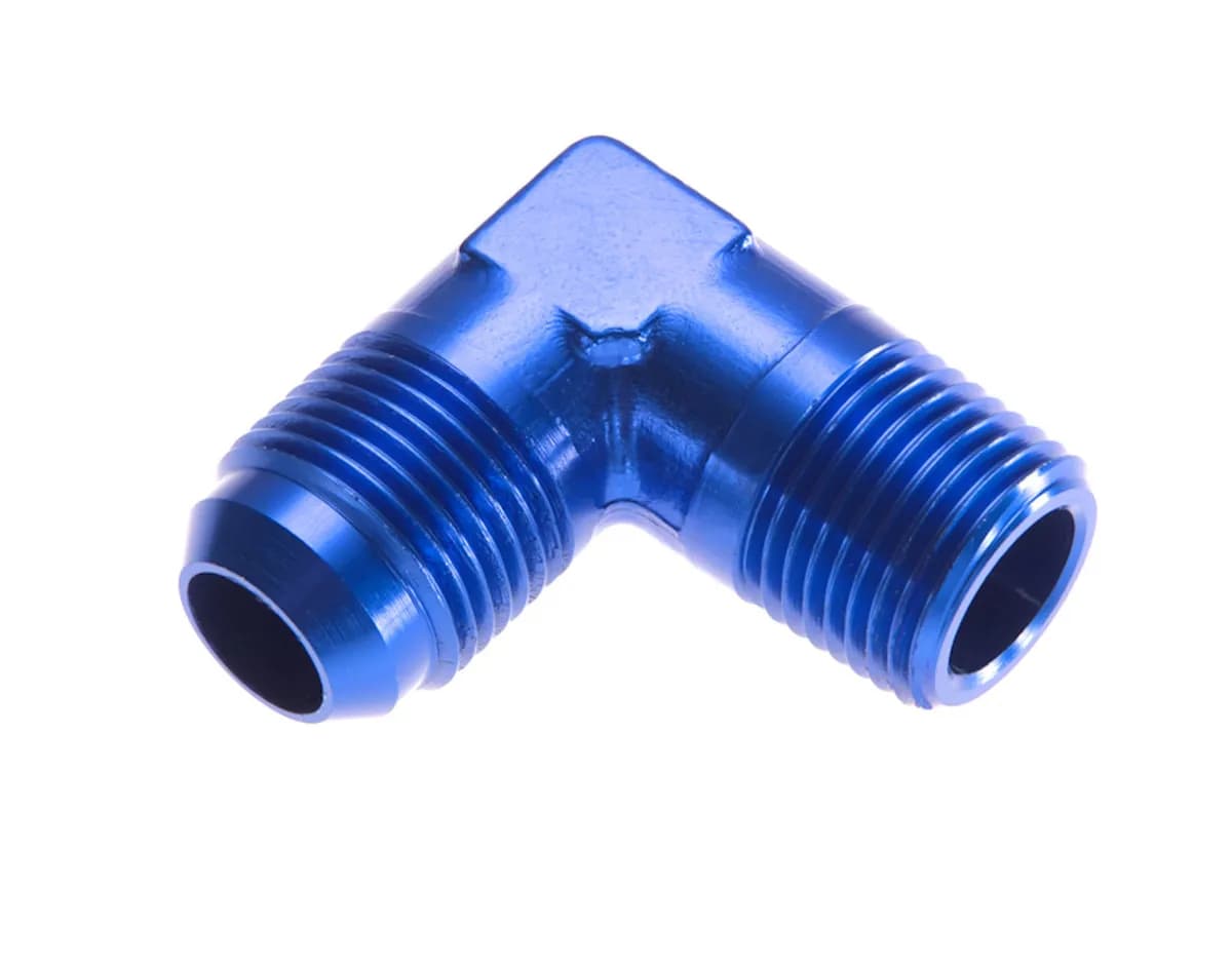 08 90 Degree Male Adapter to 08 (1/2) Npt Male Blue