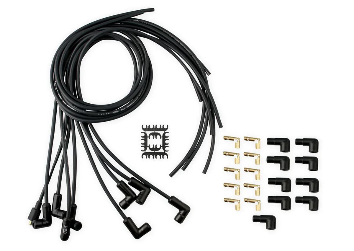 Spark Plug Wire Set - Universal - 90 Deg Black Ceramic Boots - 9001CK, Spark Plug Wires, Pro Fit Ceramic, Spiral Core, 8mm, Black, Set