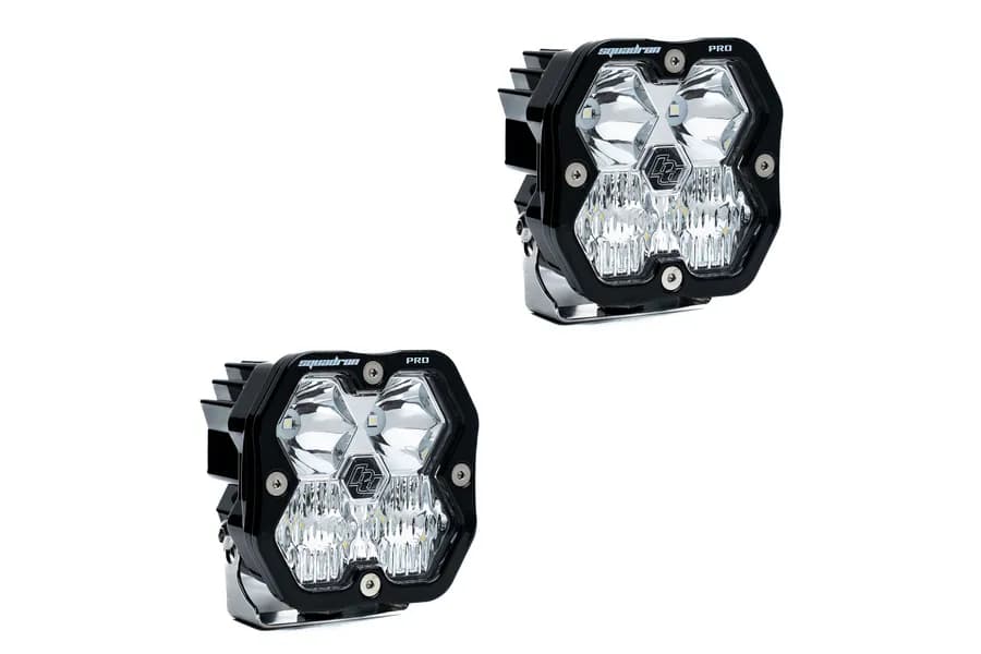 Squadron 2.0 Pro Black LED Auxiliary Light Pod Pair (No Harness) Universal Clear Driving/Combo Baja Designs
