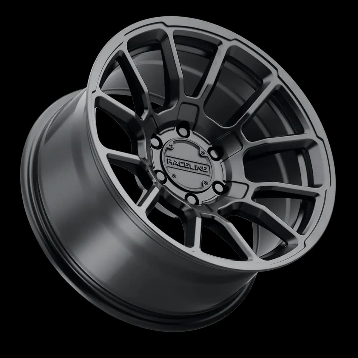 Aluminum Wheels 18x9 Gauge 950B Satin Black Multi Spoke 18 Offset 5 on 127 Bolt Pattern 78.1 Bore Raceline