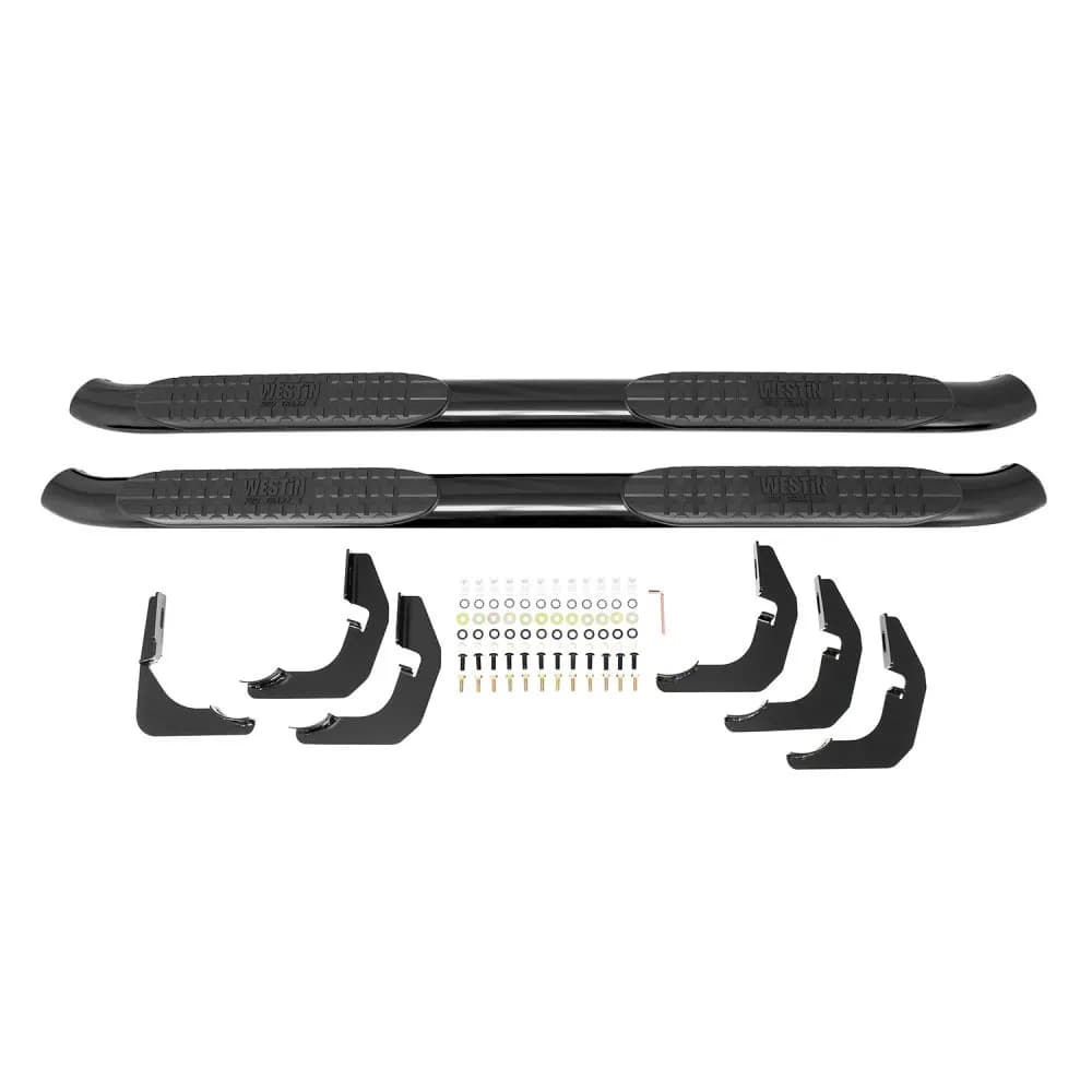 PRO TRAXX 4 Oval Nerf Step Bars Black F-150 SuperCrew 2015-2019 F-250350 Crew Cab 2017-2019