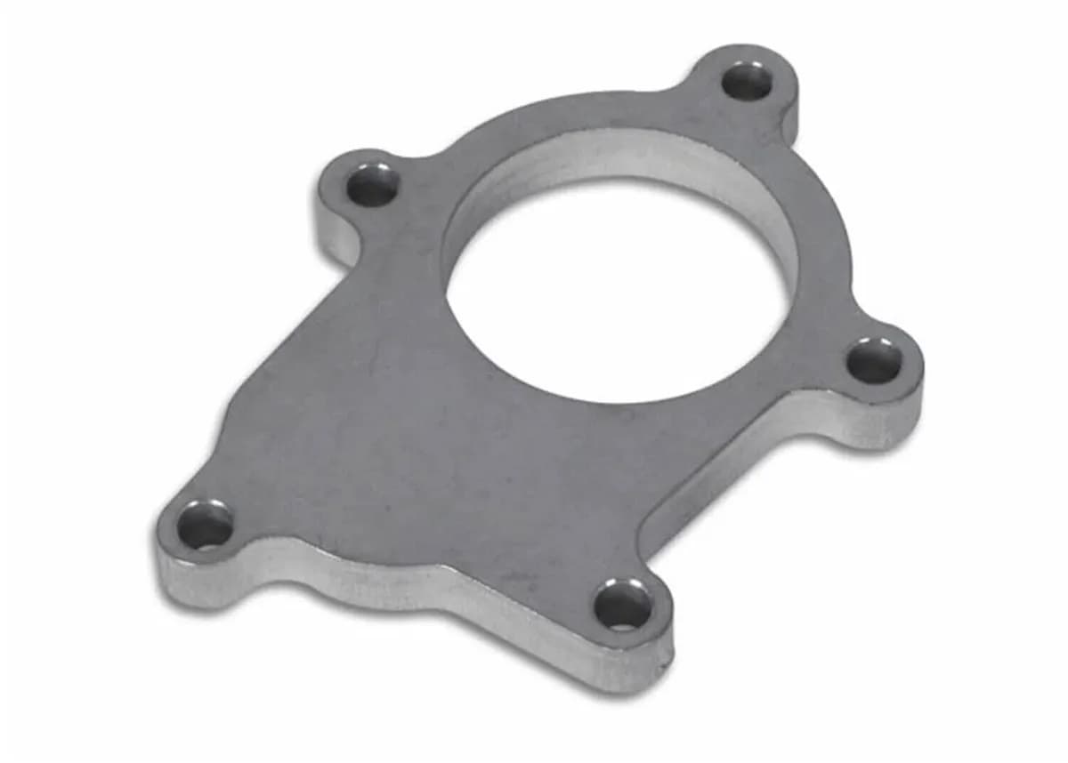 Discharge Flange; 8.7MM BHID; 0.5 in. Thickness; 58.8MM Port ID; For T3; 304 Stainless Steel; 5 Bolt; External Wastegate;