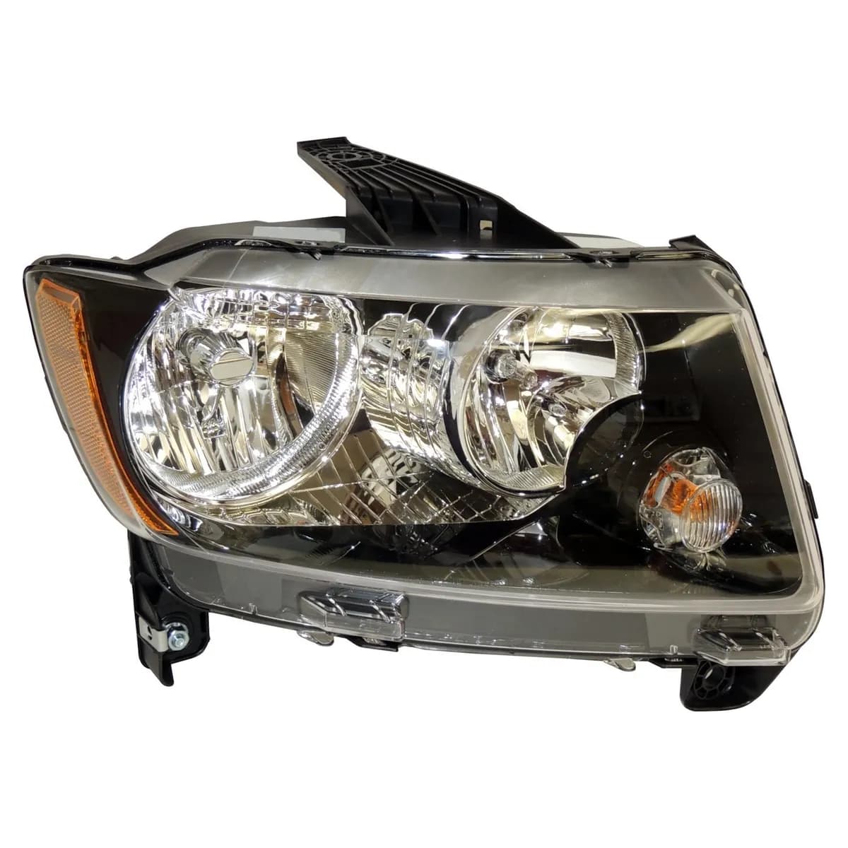 Blackamberclearchrome Headlight w/ Halogen Bulbs w/ Black Bezels;right Headlamp;includes Bulbs