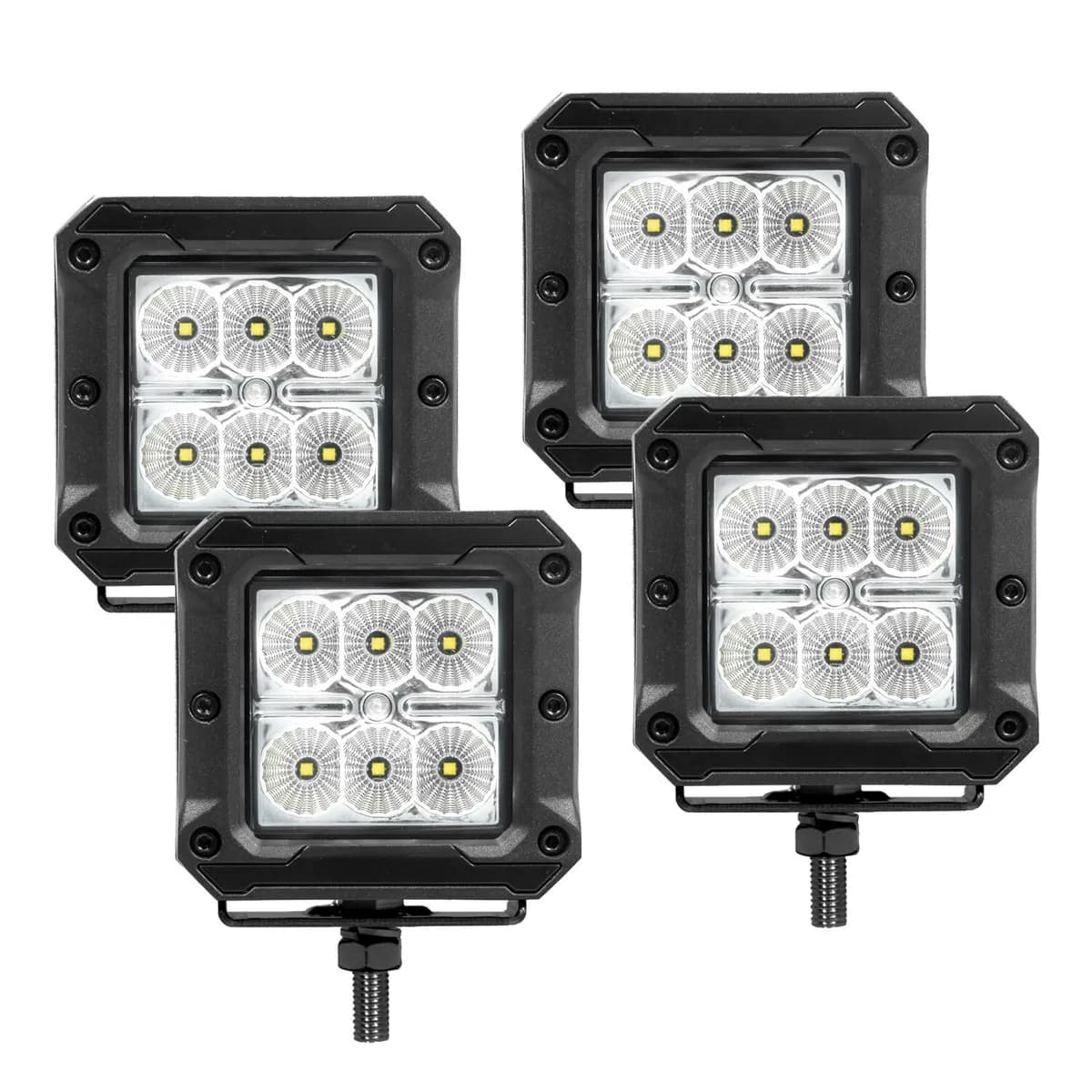 Go Rhino 751803043FCS Bright Series - 3x3 Cube LED Flood Lights, Set of Four