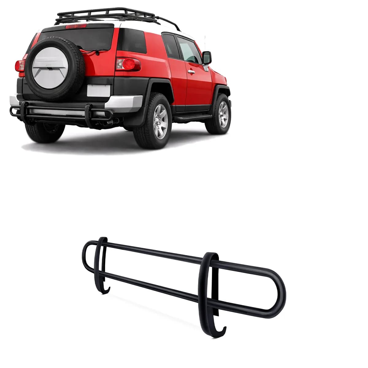 0714 fj Cruiser Rear Bumper Guard Double Tube Black