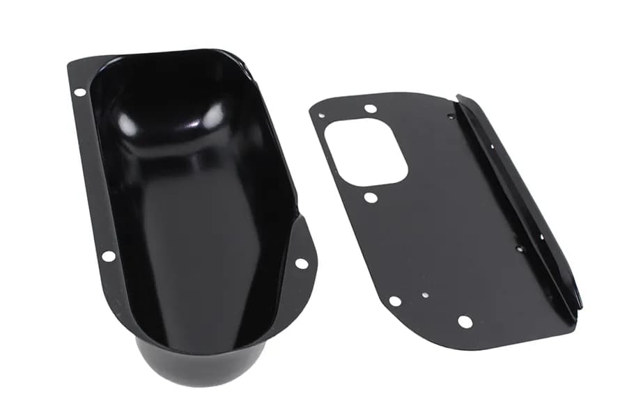 7686 CJ Wiper Motor Cover Black Powder Coat Stainless Steel