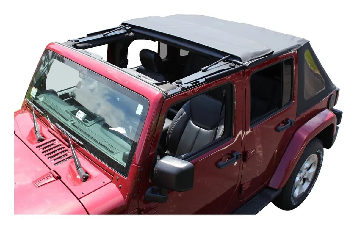 Black Bowless Soft Top w/ 2 Doors;black Diamond Bowless Soft Top w/ Tinted Windows With Fold Back Sunroof Feature;includes Top, Door Surrounds, Tailgate Bar And Retainers, Windshield Header Channel/Sunroof Assembly, And All Necessary Hardware;includes Eve