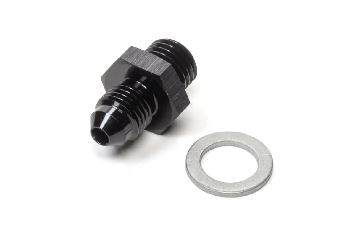 Straight AN to Metric Adapter Fitting; -4AN; M12x1.5 Metric Size; 6061 Aluminum; Black Anodized;
