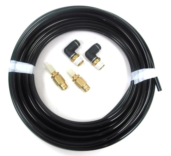 Ridetech Ridetech 32000002 Inflation kit with 30ft. 1/4 airline, 2 1/4 npt elbows and 2 schrader valves.