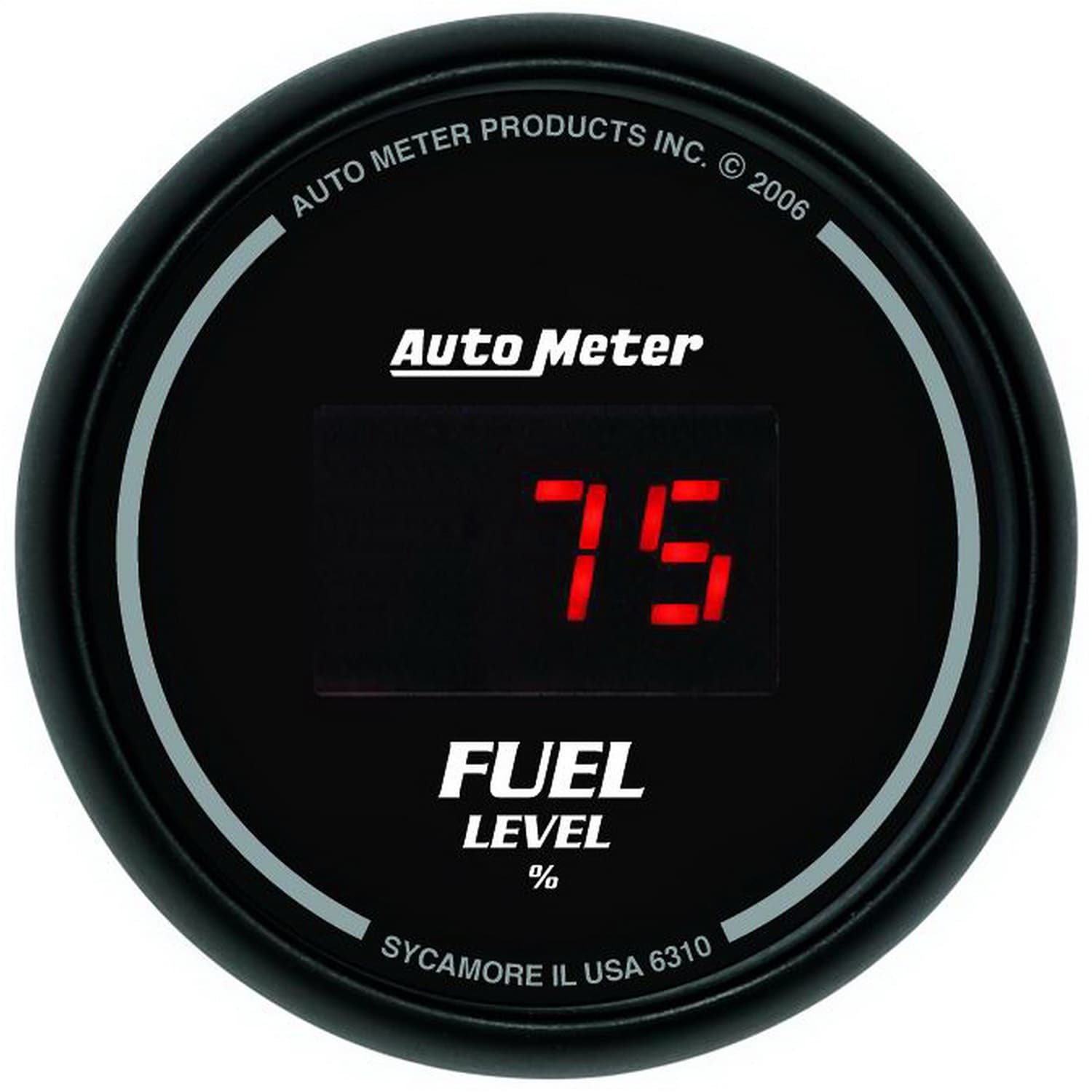 AutoMeter Gauge, Fuel Level, 2 1/16", 0-280O Program., Digital, Black Dial w/ Red LED